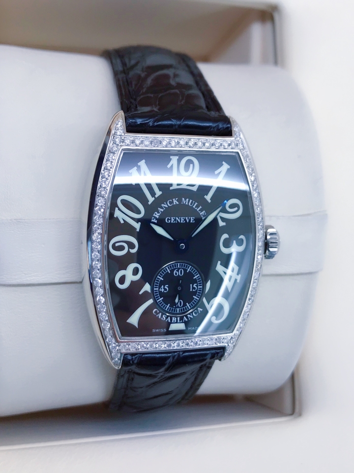 法兰克穆勒7500s手动机械表中号中性款单表后加钻石上手漂亮秒杀价